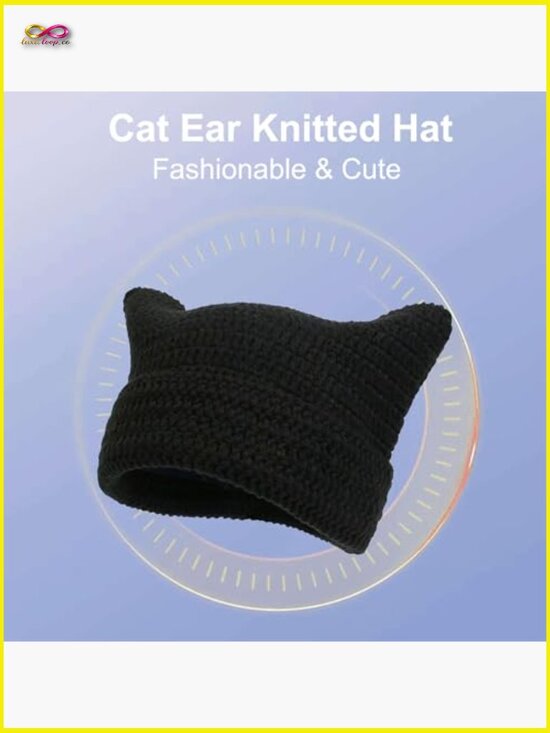 Cat Ear Knitted Hat Cute Slouchy Beanie Vintage Winter Warm Accessory main image 6